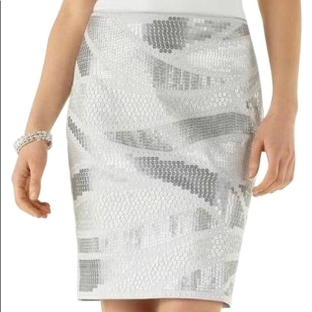 Silver Sequin Pencil Skirt
